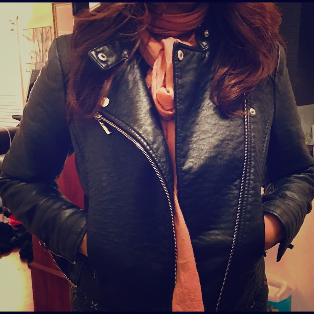 Black Faux leather jacket.